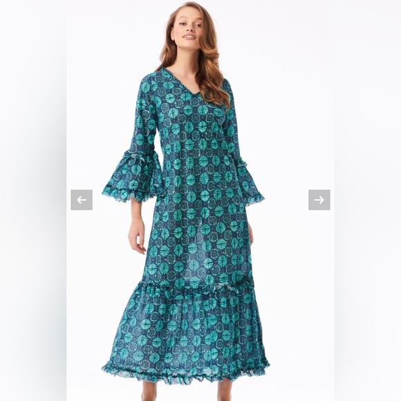 One Season Australia Blue Ruffled Tiered Sundress with Bell Sleeves - Picture 10 of 10